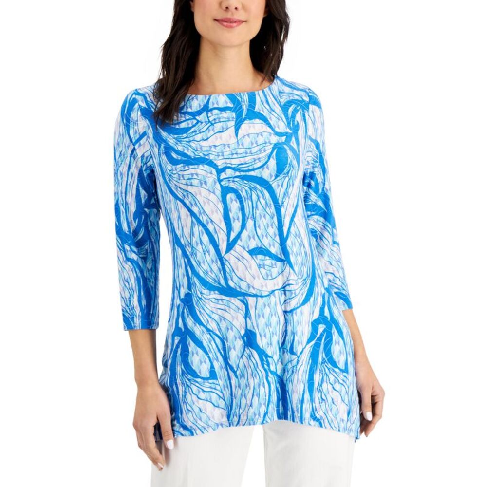 JM Collection Petite Printed 3/4 Sleeve Top